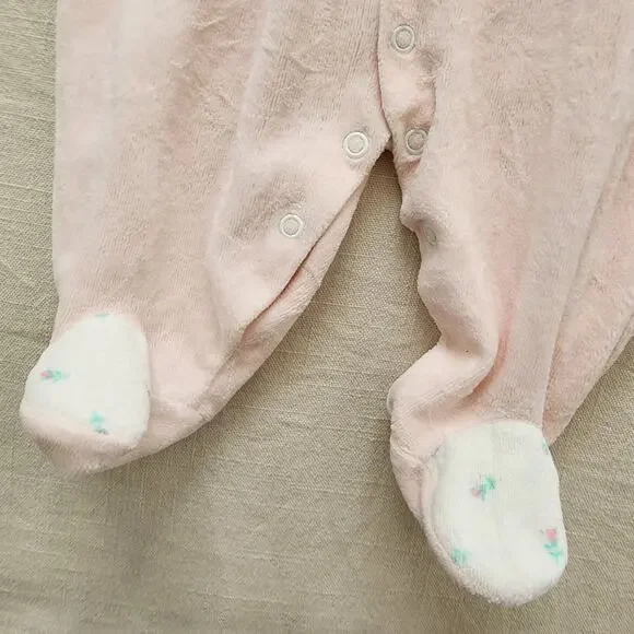 Vintage Floral Velour Pajamas 0-3 months - Picture 5 of 7